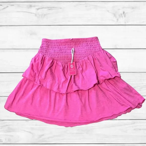 71. NWT Simply Southern Hi-Waisted Smocked Layered Ruffle Skirt Size Small - Picture 1 of 4